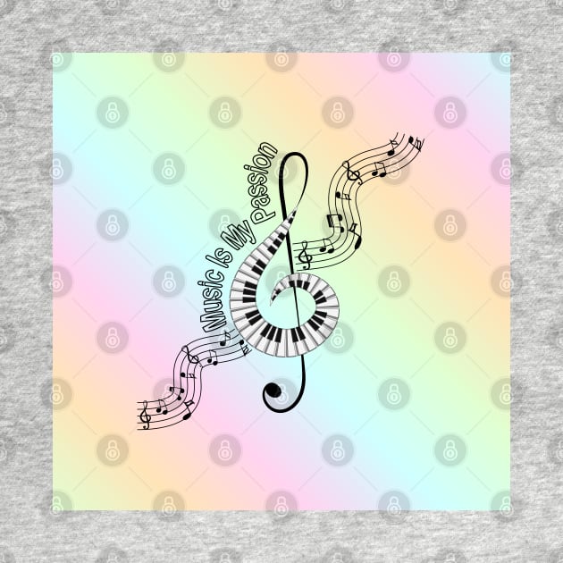 Treble Clef Piano - Musical Notes by Designoholic